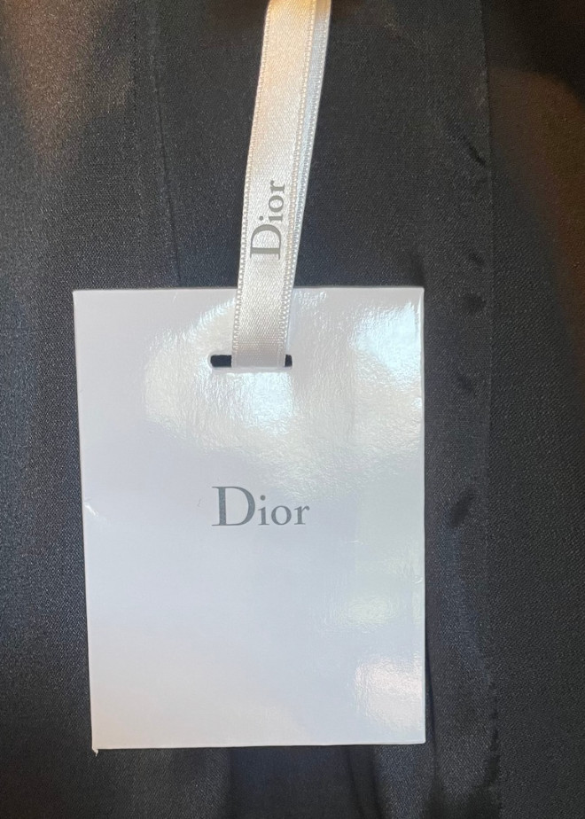 CHRISTIAN DIOR 2013 Raf Simons Black and White Dress with Velvet Lapels FR38