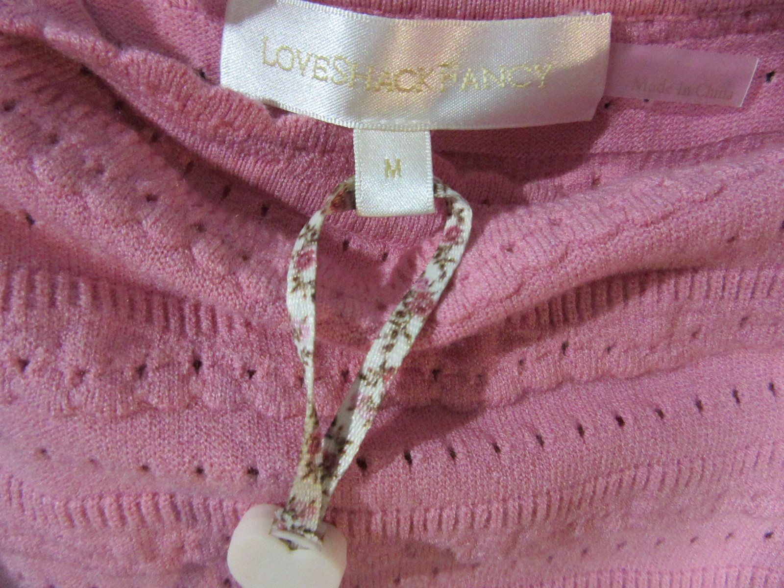 LoveShackFancy Dress Womens Medium Pink Sunset Maryanne Knit Mini Square Neck