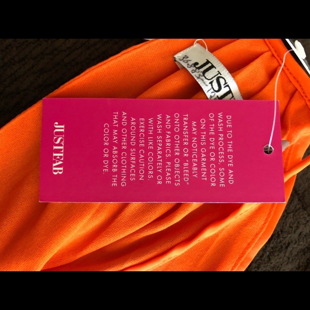 JUSTFAB Womens Junior Dress High Low Orange Navy Blue M Elastic Drawstring
