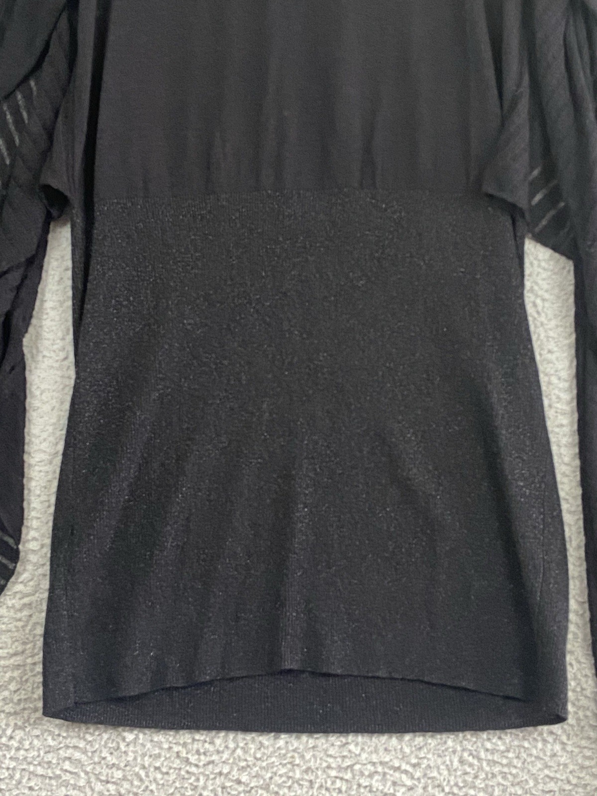 Anne Fontaine Black Knit Butterfly Sleeve Metallic Bodycon Mini Dress 44 Aiko