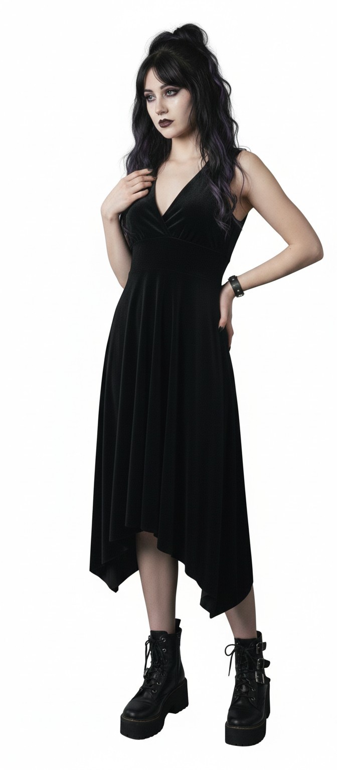 Vtg Womens Y2K Fairy Grunge Whimsigoth Velvet Asymmetric Babydoll Dress 0/XS