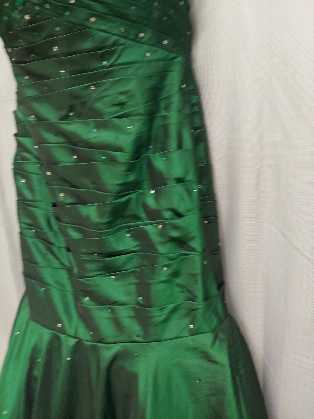 Maorilee Hunter Green Gem/sequence 15/16 Torso Dropped Mermaid Dress