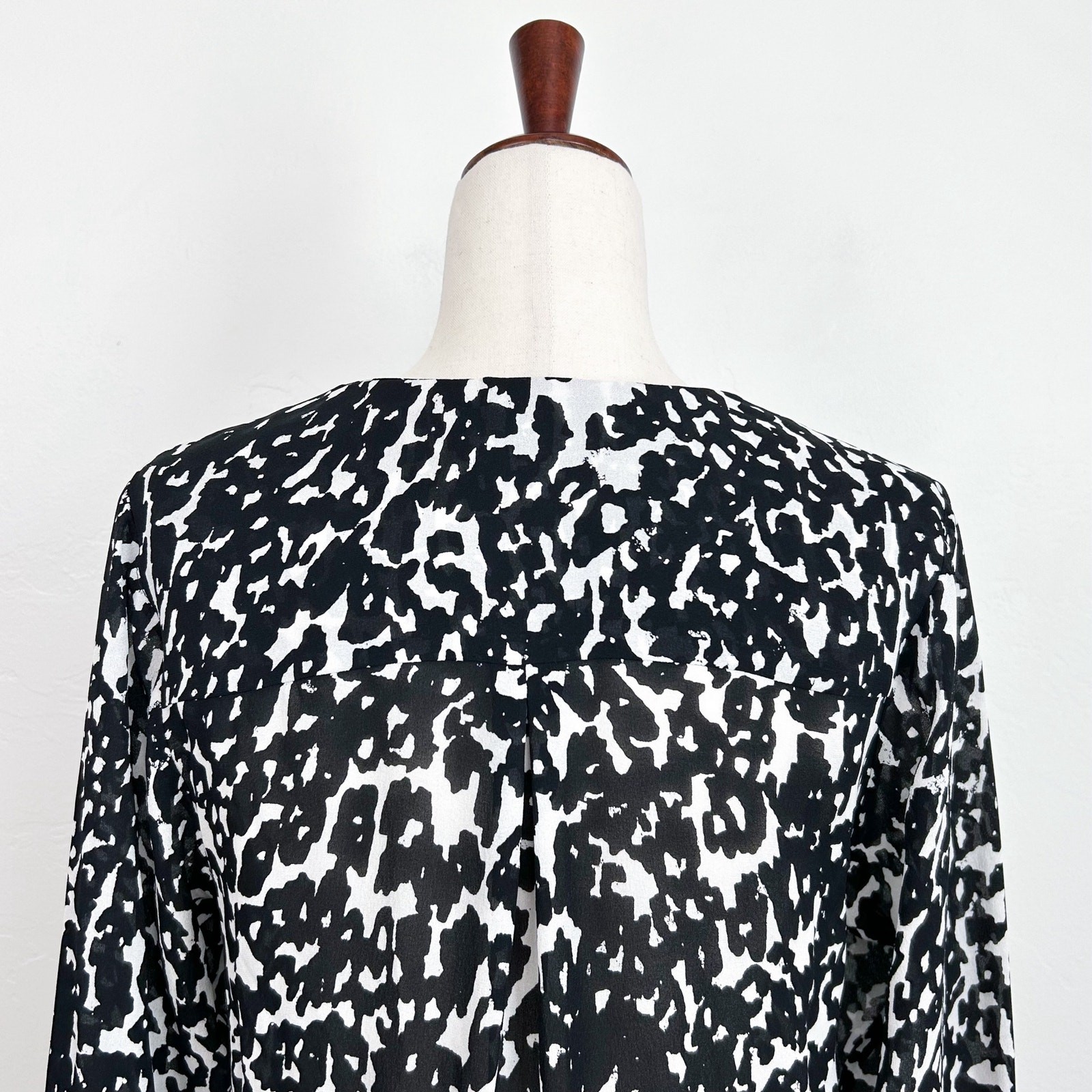 A.L.C. 100% Silk Black White Drawstring Waist Long Sleeve Simona Shirtdress XS