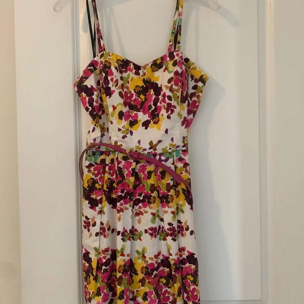 Guess Los Angeles Floral Sundress SZ10 Belted Sweetheart Neck Straps