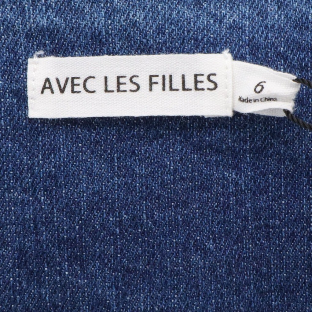Avec Les Filles Denim Mini Dress Size 6 NWT Embroidered Western Snap Square Neck