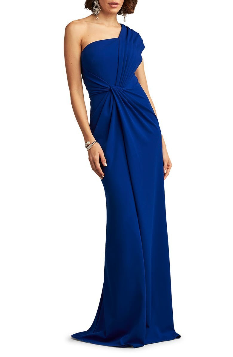 Tadashi Shoji Knotted One-Shoulder Evening Gown-Size Small- (LK#1186 A)