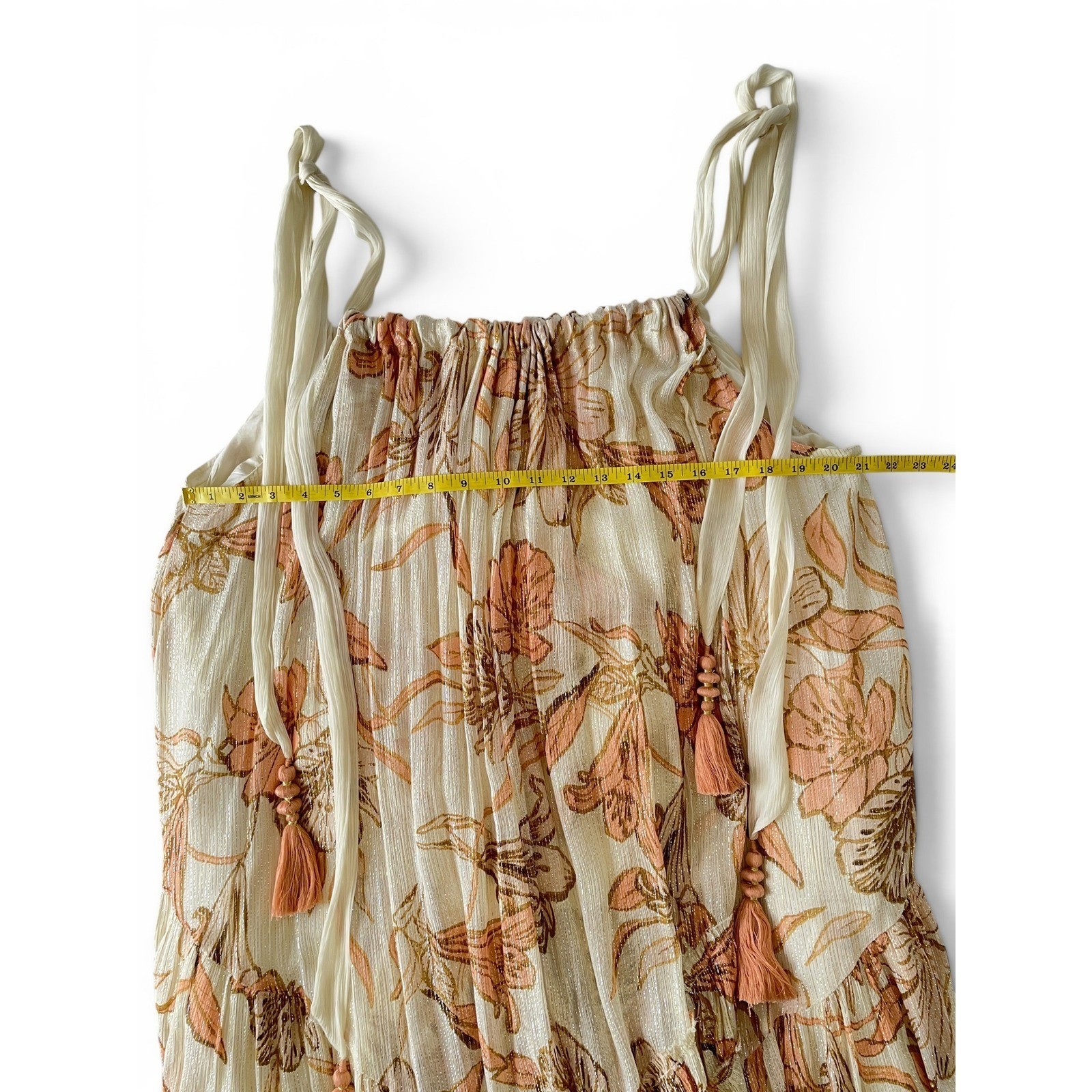 Free People Bare It All Metallic Lurex Floral Maxi Dress L Open Back OB1154918