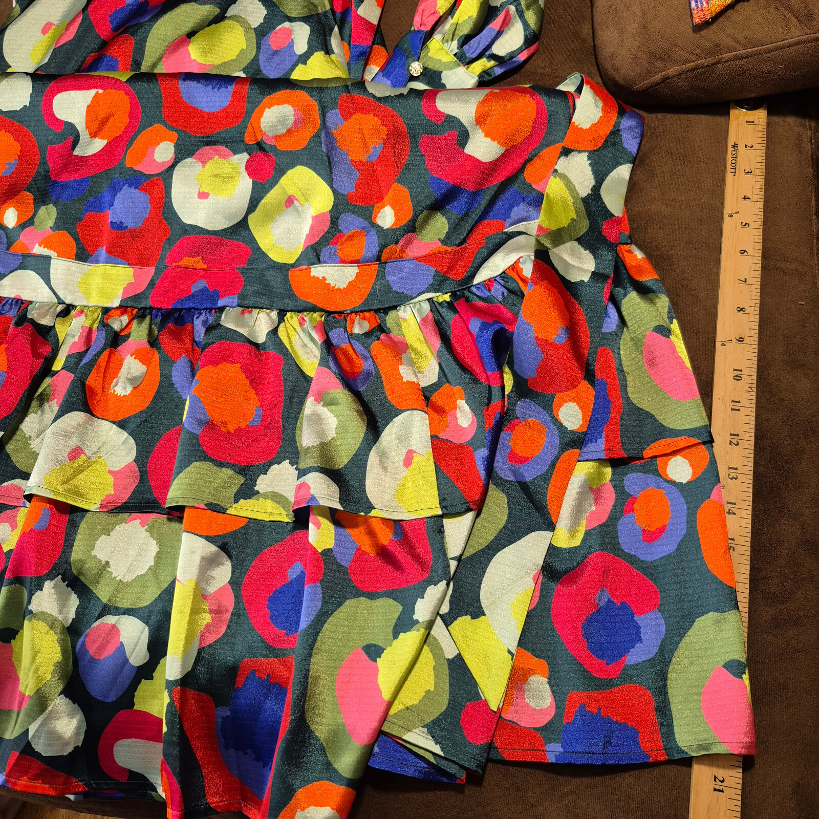 EMILY MCCARTHY MAXI DRESS MULTI COLOR FLORAL GEOMETRIC 52″ TOTAL LENGTH XS