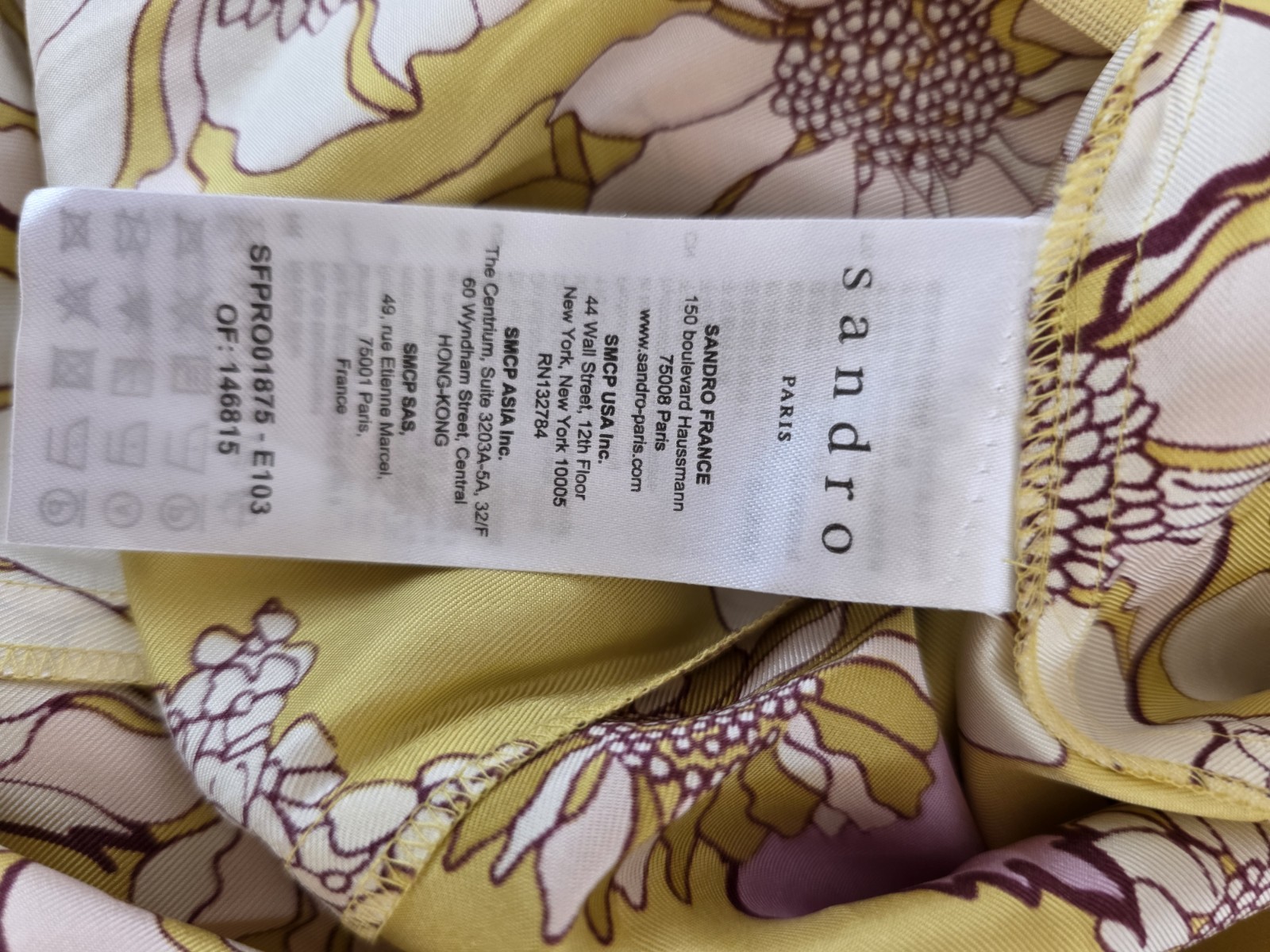 Sandro Giorgia 100% Silk Floral Printed Midi Dress Size 34 UK 6
