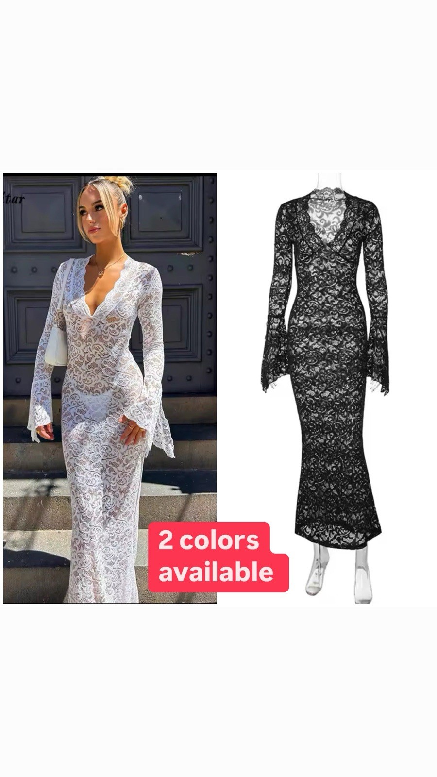 Mesh lace sexy elegant See Through Dress