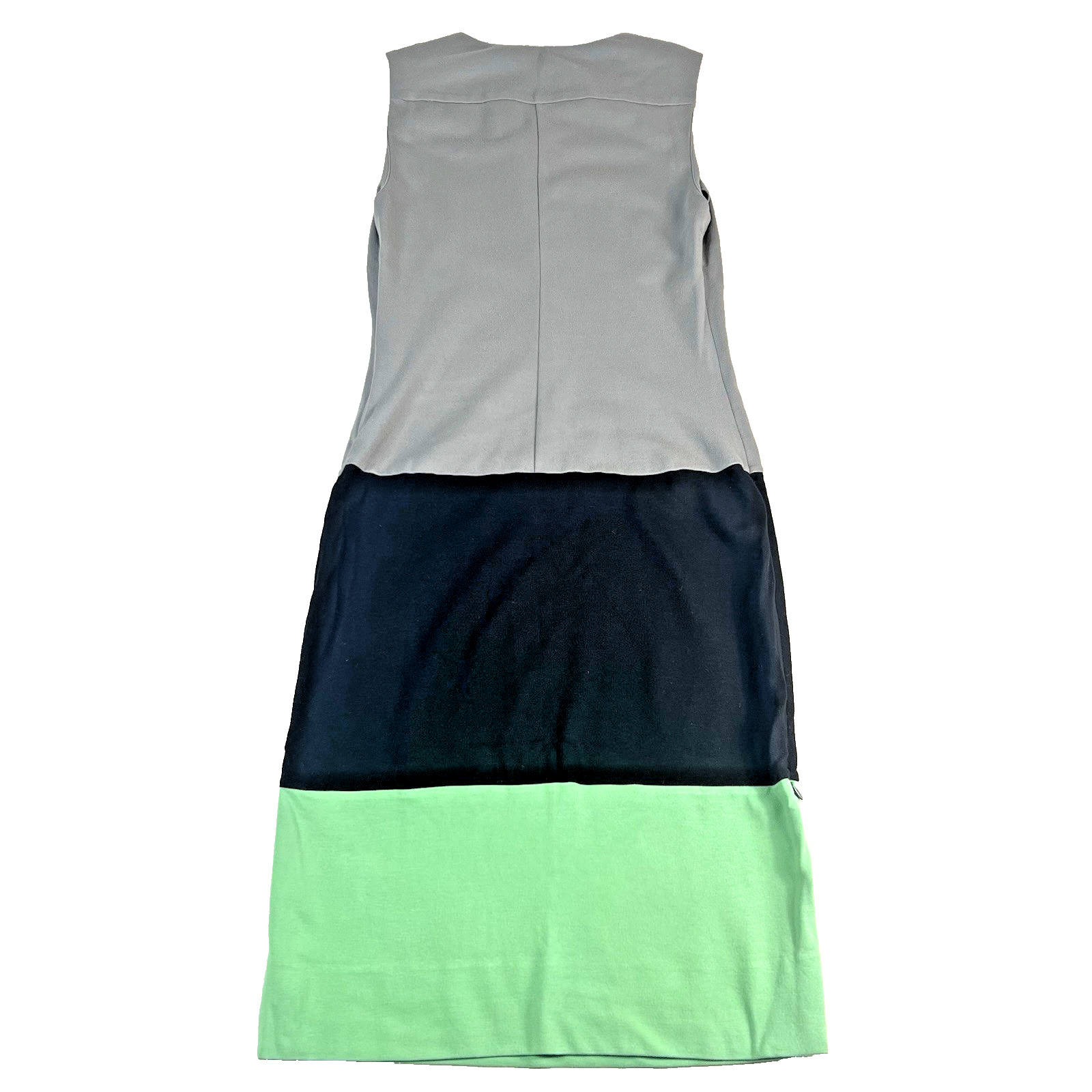DVF Diane von Furstenberg Gray Blue Green Colorblock Sheath Dress 8 Bodycon Zip