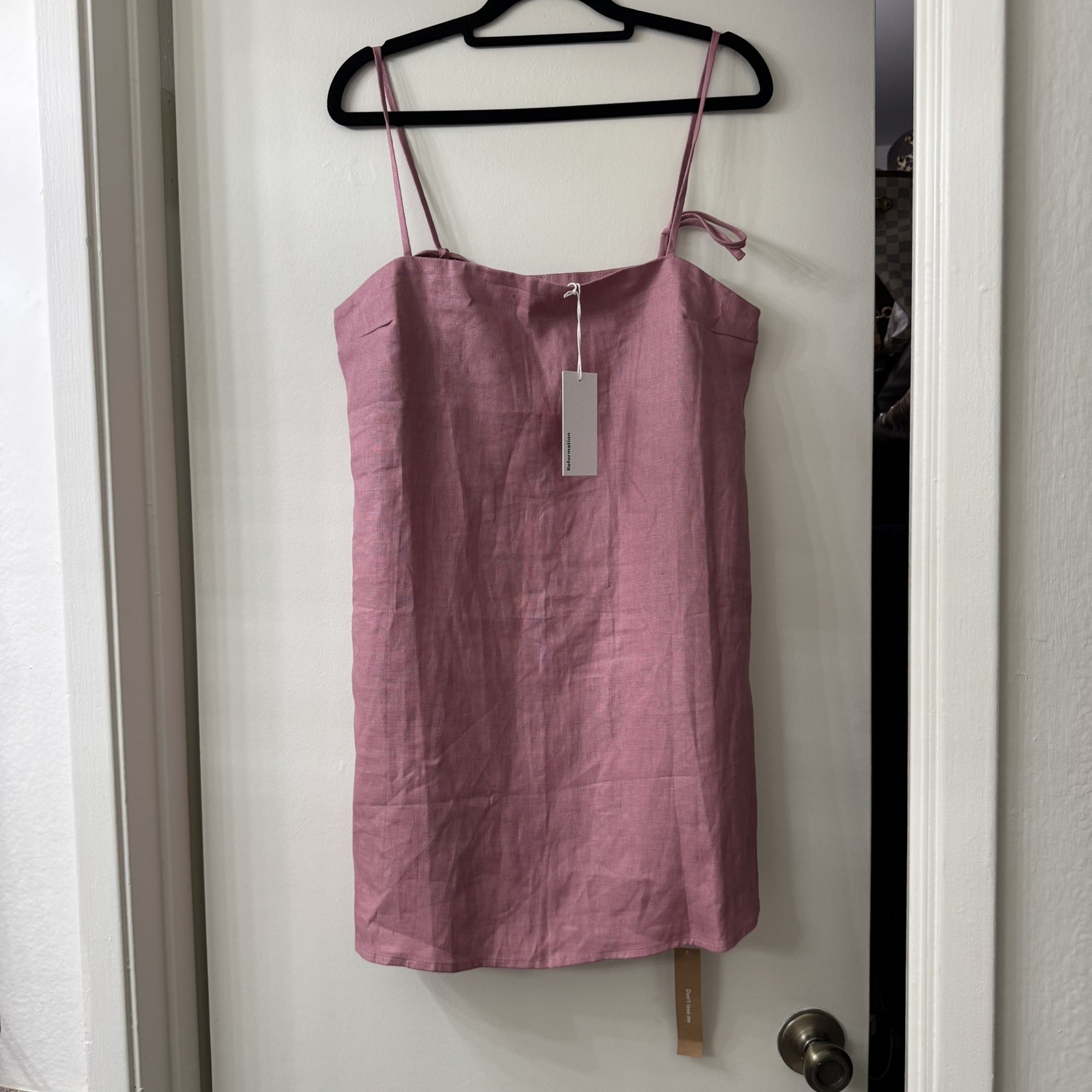 NWT Reformation Aubree 100% Linen Dress ROSE PETALS Pink Mini Dress Size Small