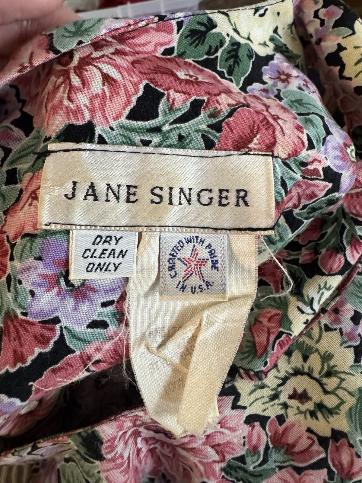 Vintage Jane Singer Multicolor Floral A-Line Midi Dress Sleeveless Round Neck M