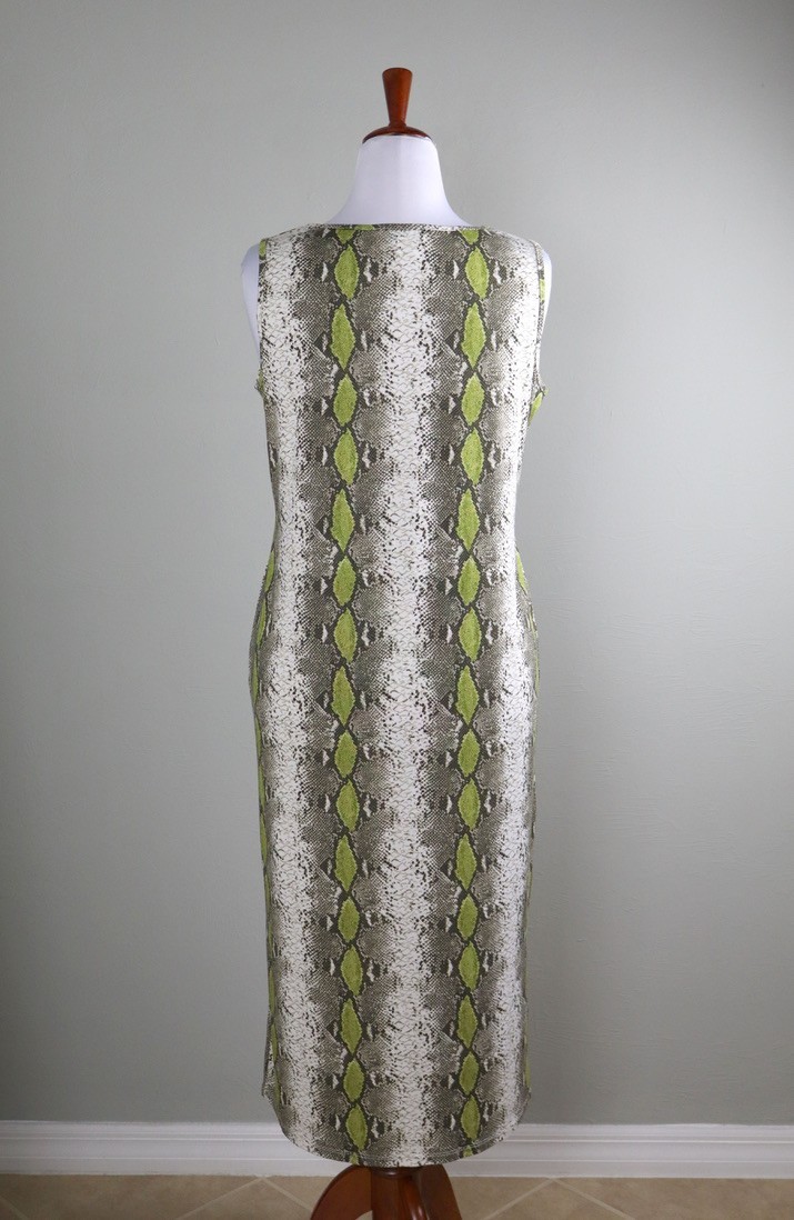 THE PYRAMID COLLECTION $89 Soft Stretch Snake Python Midi Tank Dress Size Large