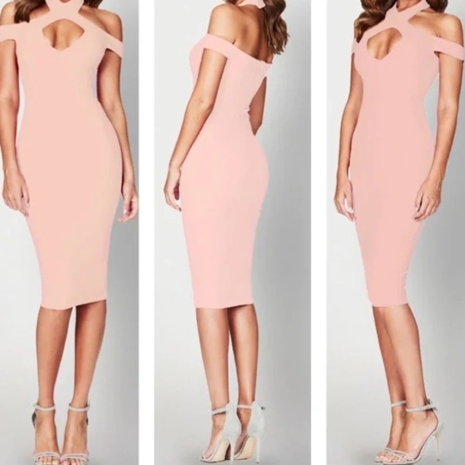 Nookie Hollywood Midi Blush Pink Dress with Cutouts XS NWT