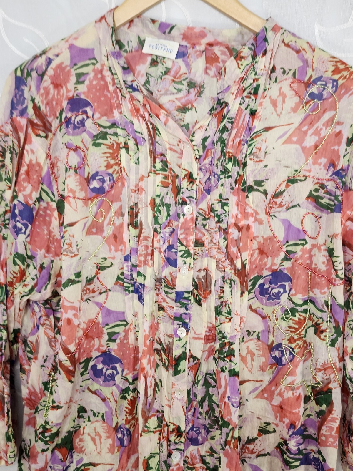 Bottega Positano Floral Dress Button Lightweight Cotton XXL Flaw