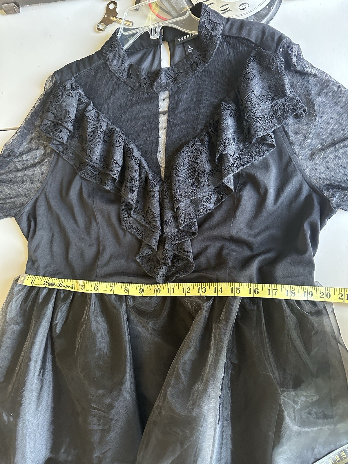 Torrid Black Tiered Mock Neck Midi Dress Size 2 NWOT Goth Fairy Romantic