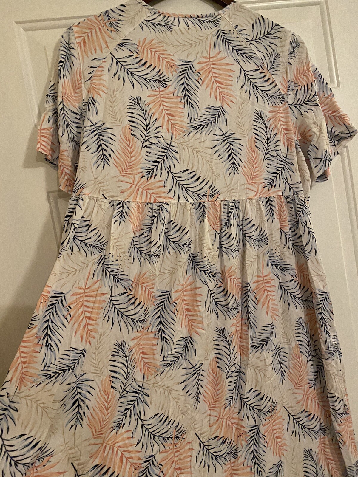 National Since 1952 Housedress Button Up Dress Large Leaf Print Colorful Muumuu