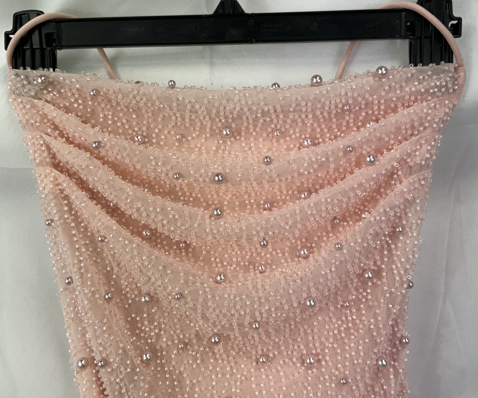 Oh Polly Seychelles Pink Beaded Mini Dress Cowl Neck UK 6 US 2
