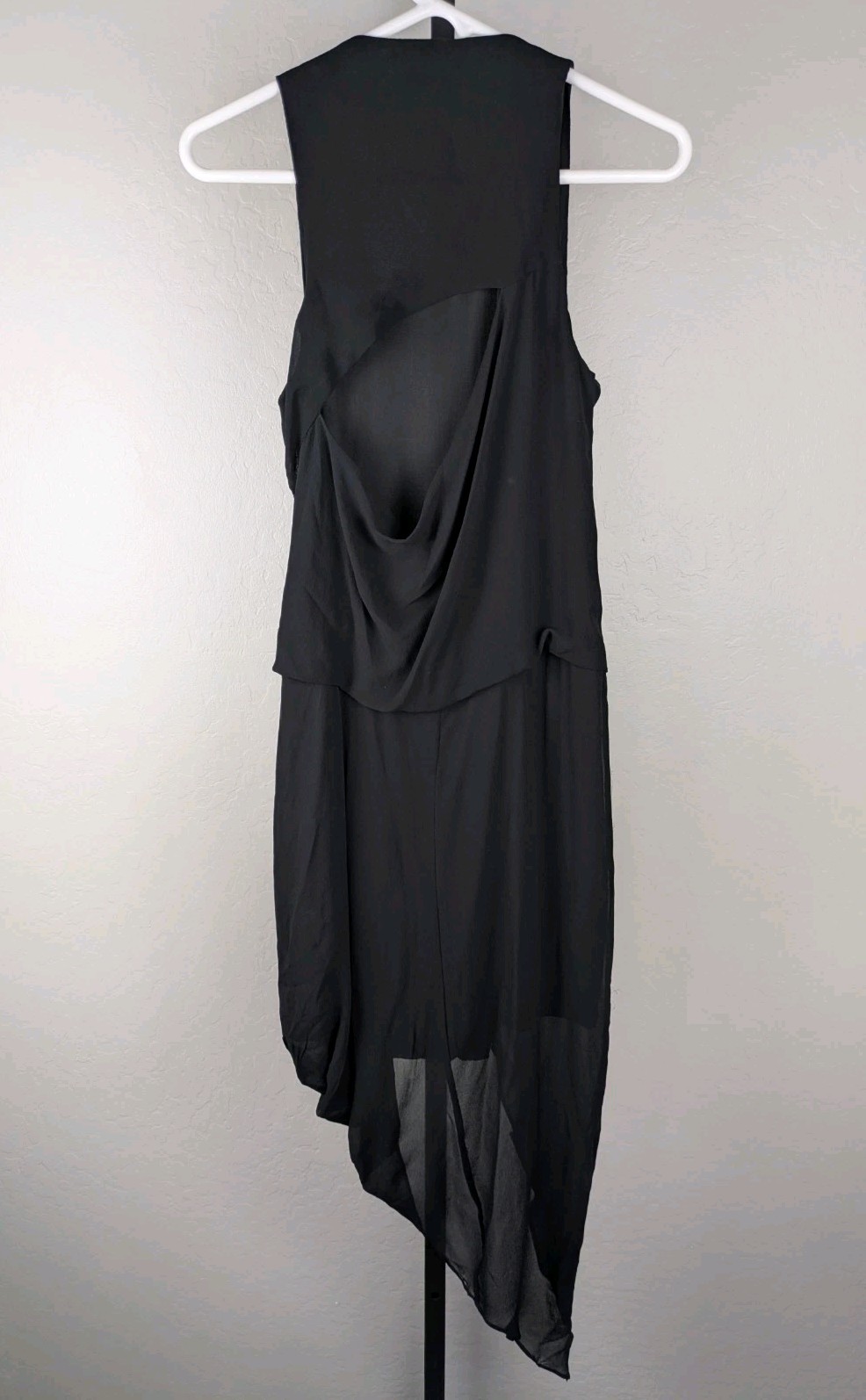Helmut Lang size 2 black beaded Asymmetric Draped Twist Sleeveless Dress RARE