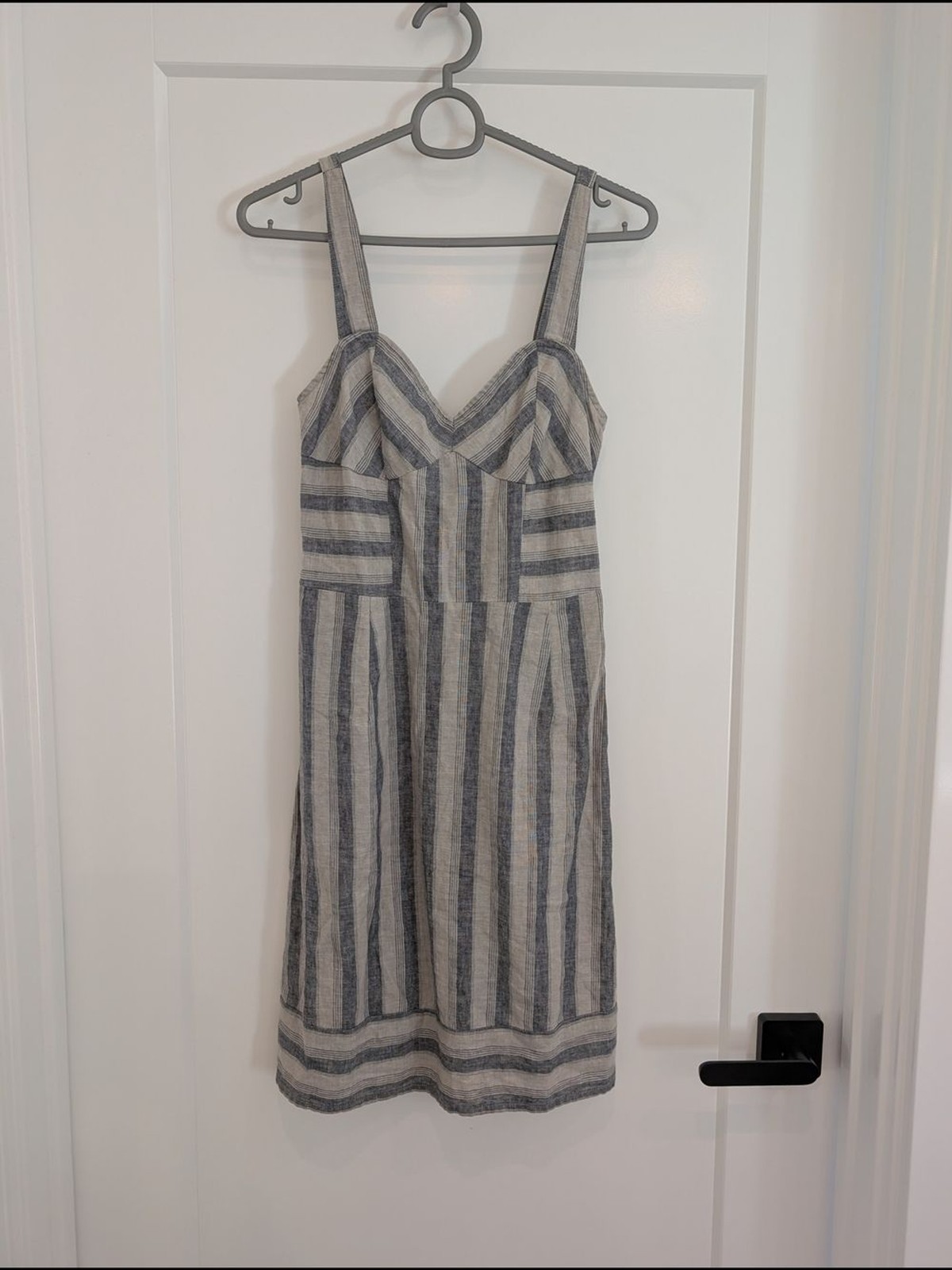 Kimchi Blue Striped Midi Dress in Gray and White
