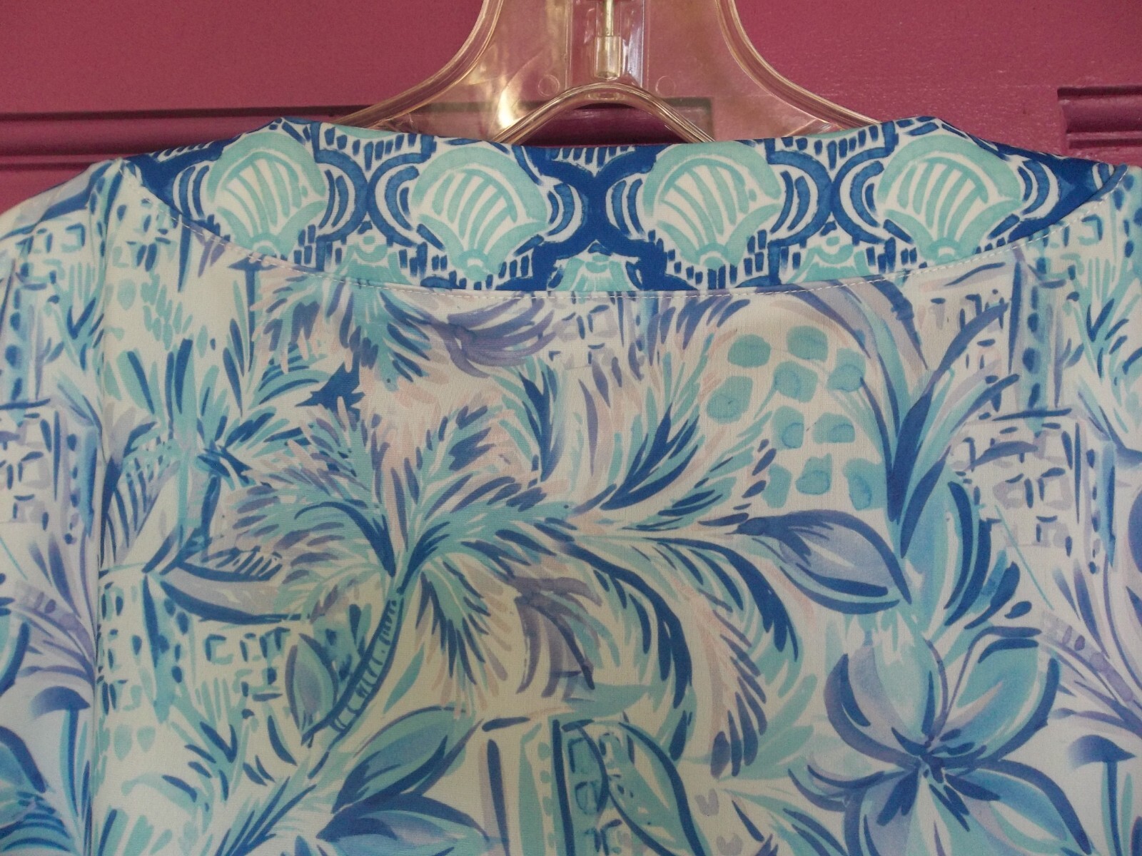 NWT Stella Parker Dress L Palms Blue Tropical Floral Sleeveless Pullover Pockets