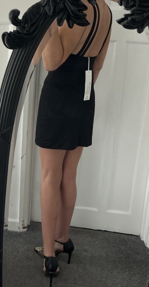 AQ AQ Black Cryton Mini Dress Size 6