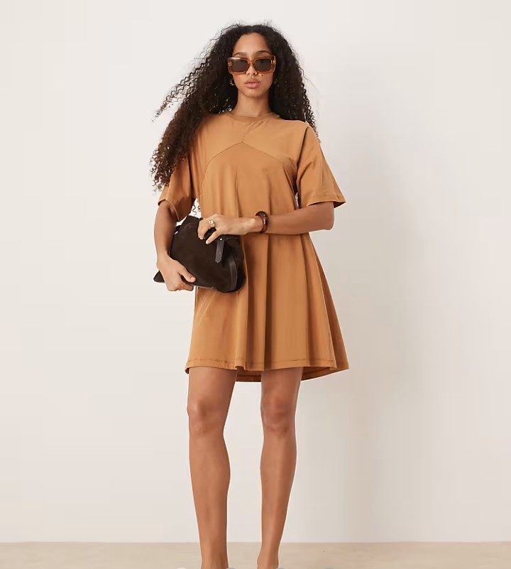 ASOS DESIGN T-shirt Mini Dress with Fringe Size L