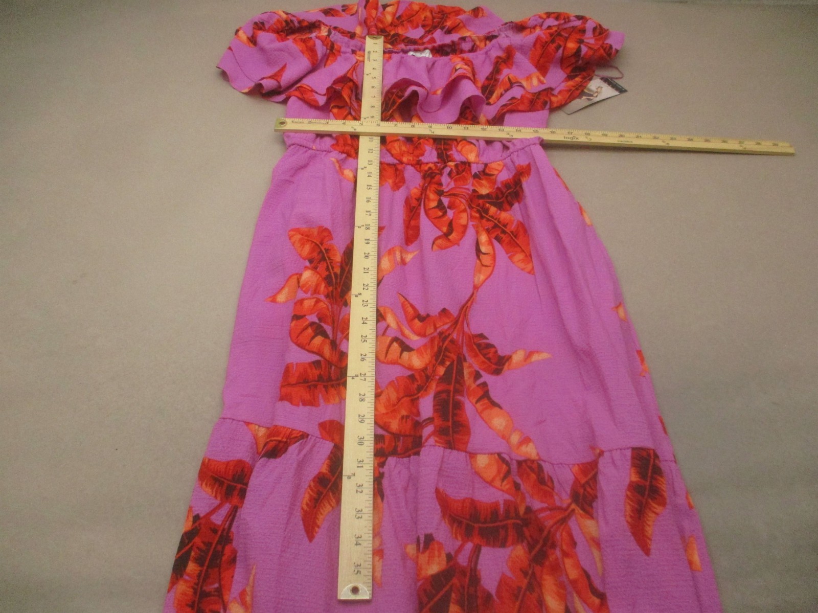 NWT Sofia Vergara Size L Womens Multicolor Floral Ruffle Front Long Dress 873