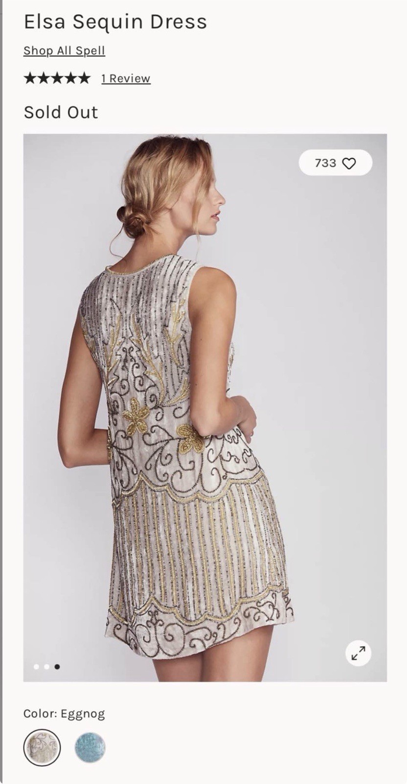 Spell & the Gypsy Collective Eggnog Elsa Sequin Beaded V-Neck Mini Dress M