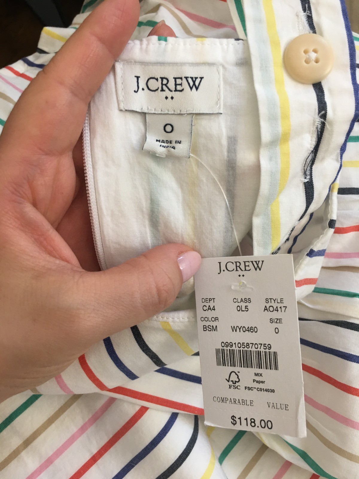 J Crew Multi Stripe Summer Dress – Size 0 – BNWT!!