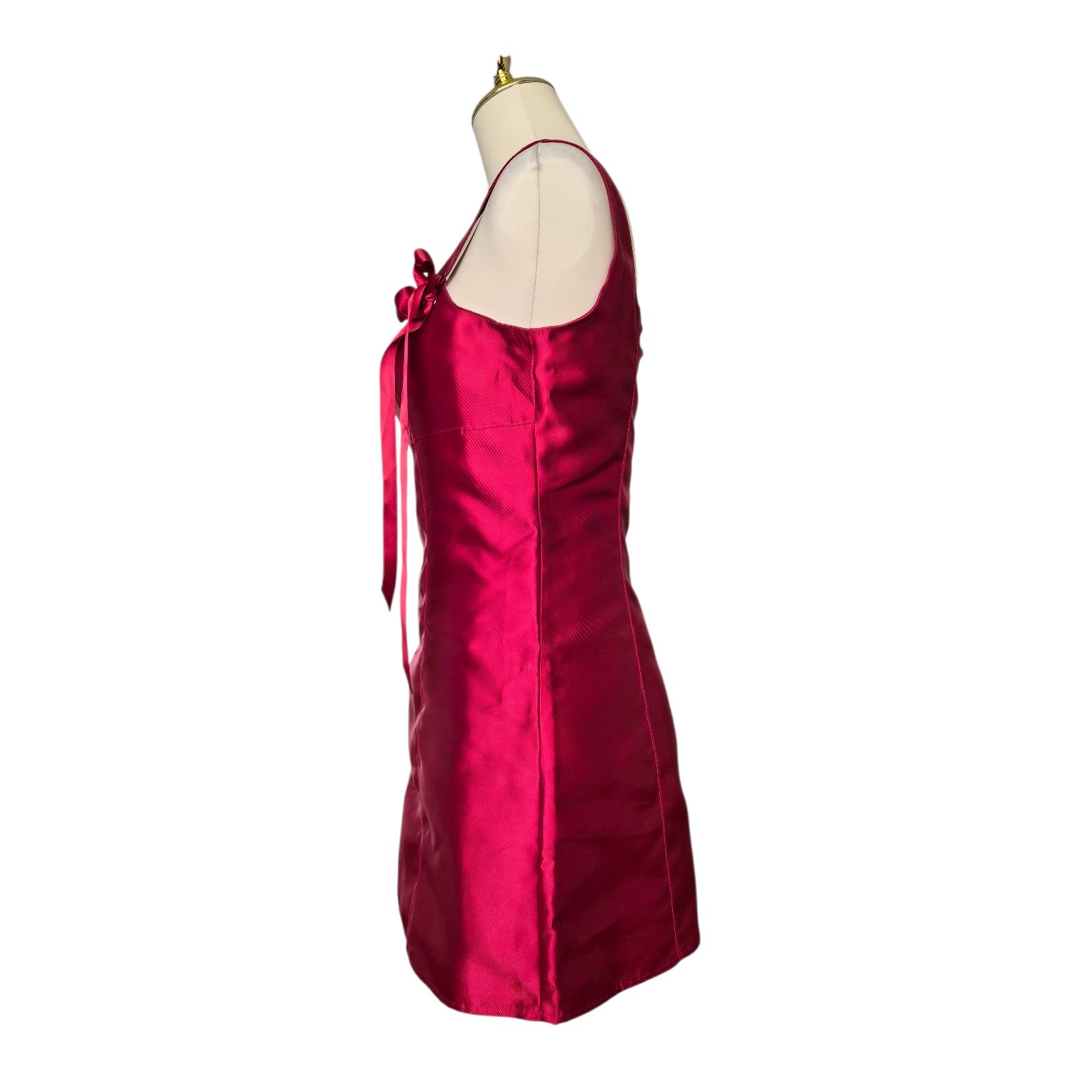 Dolls Kill Current Mood Satin Mini Dress Red Tie Strap Corset Babydoll Size S