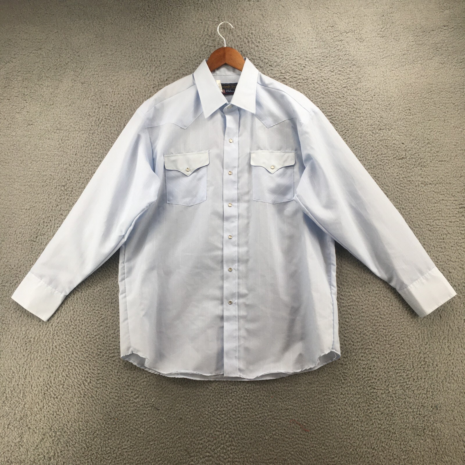 Panhandle Slim Button-Up Long Sleeve Mens 17.5 Collared Embroidered Blue NEW