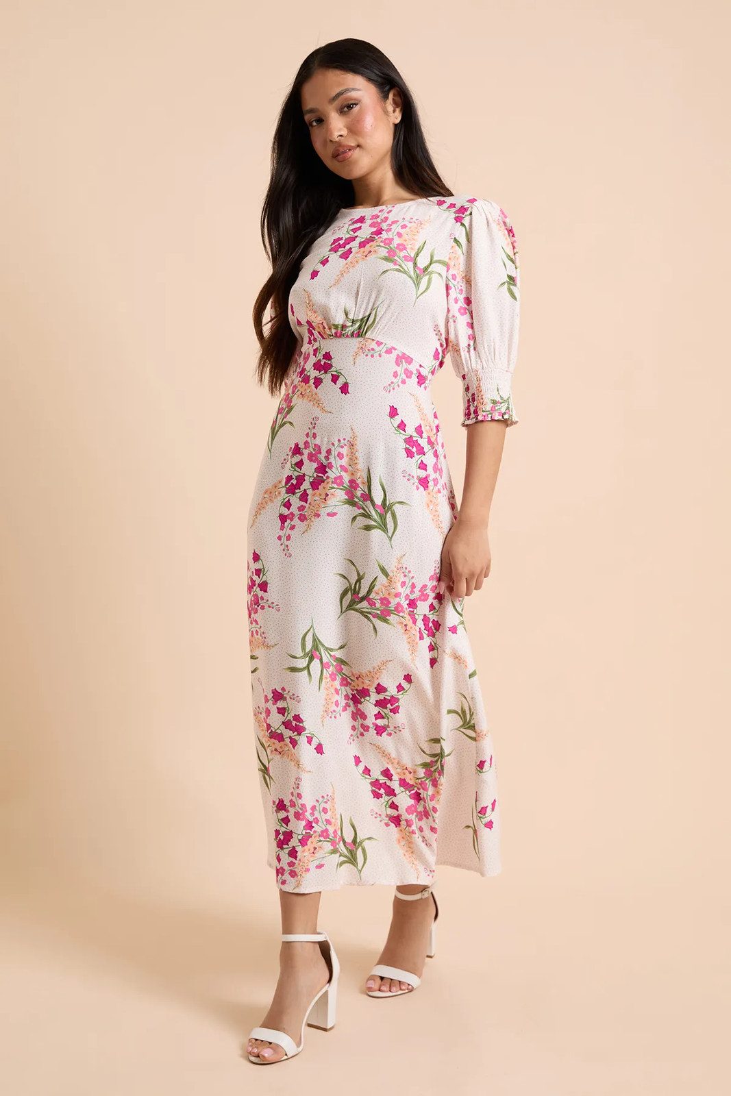 Dorothy Perkins Cream Midi Dress Womens Occasion Dresses