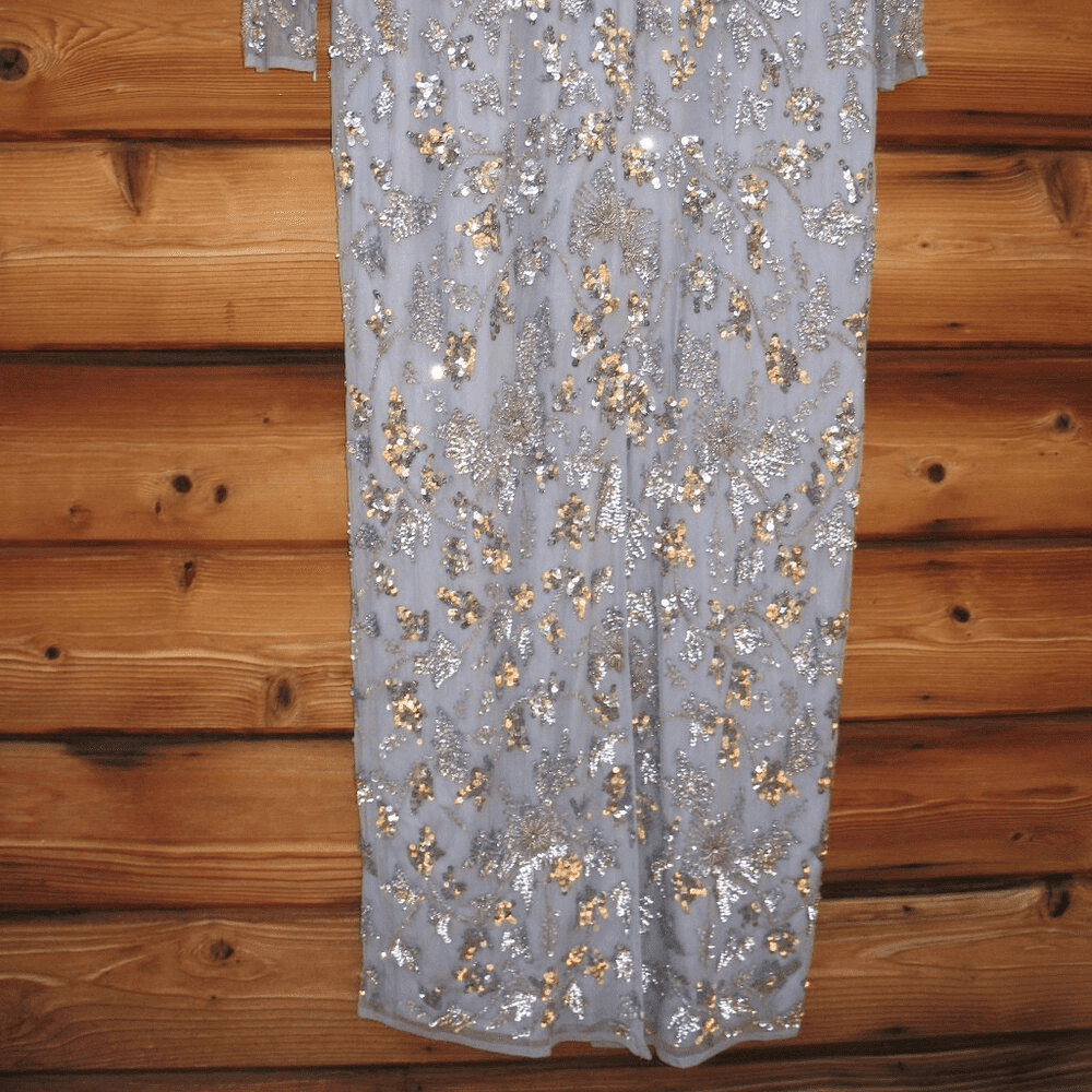 MAC DUGGAL 93939 Womens High Neck Long Sleeve Embellished Column Gown Dress 10