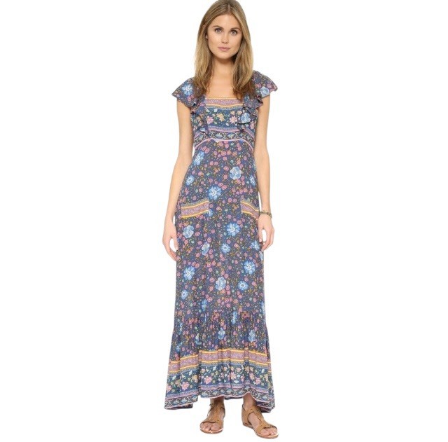 Free People + Spell and the Gypsy Collective Folk Town Floral Boho Maxi Dress L
