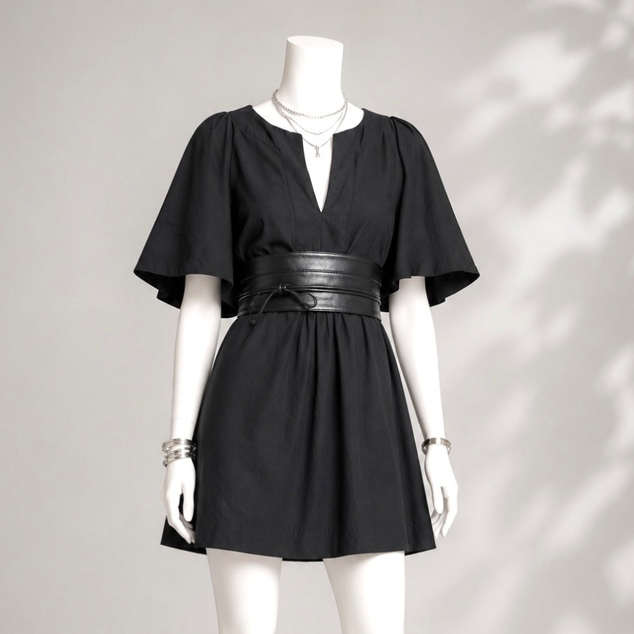 Tuckernuck Pomander Place Finley Dress S Black Minimalist Cotton Mini Shift