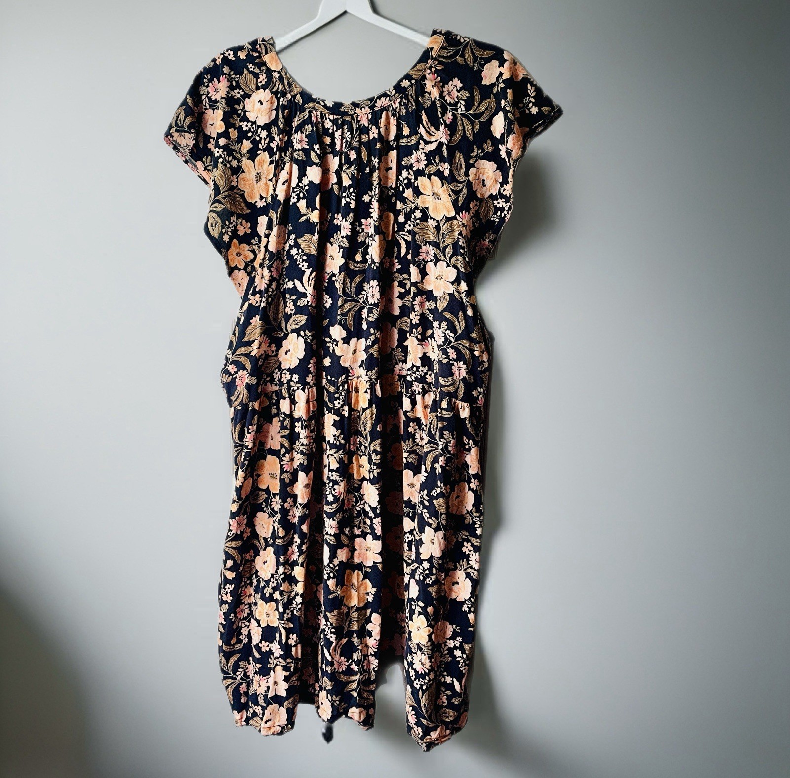 Boho Floral Flutter Sleeve V-Neck Midi Dress 4X Cottagecore Prairie Peasant