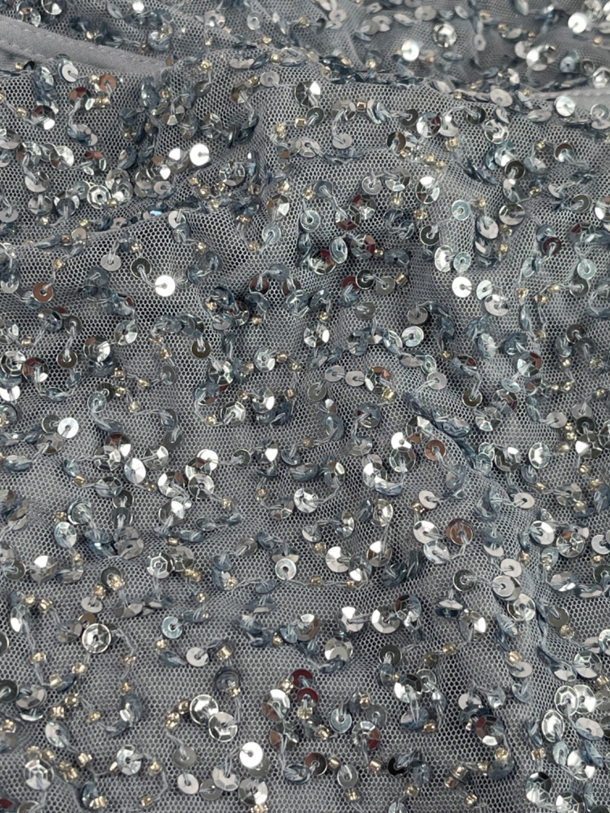 JKara Women’s Gray Blue Sequin Empire Waist Gown Gray size 16W NWT
