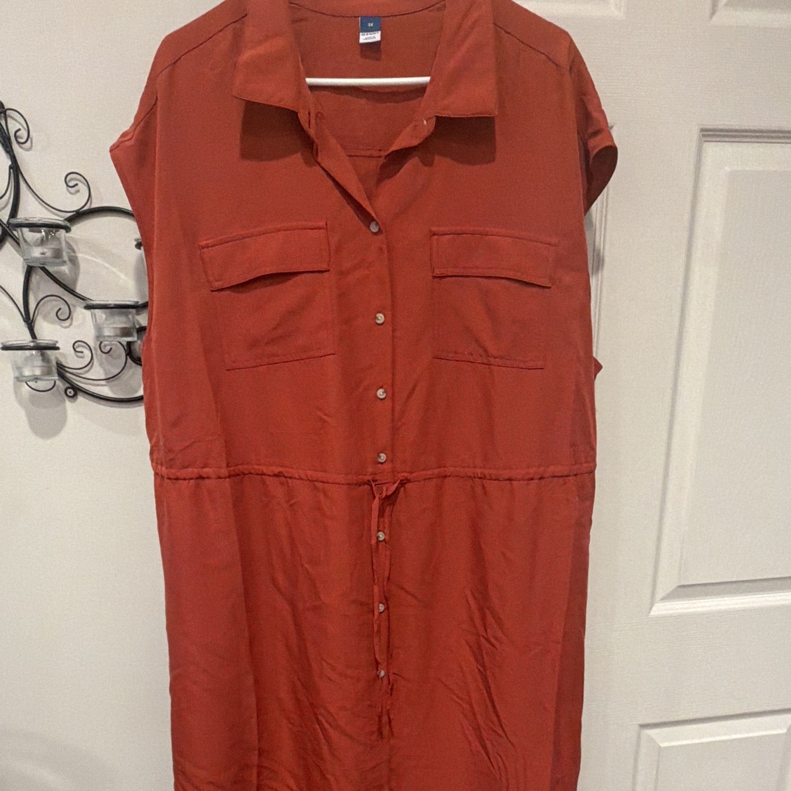 Old Navy Women’s Plus 2X Orange cap Sleeve Button-Front dress