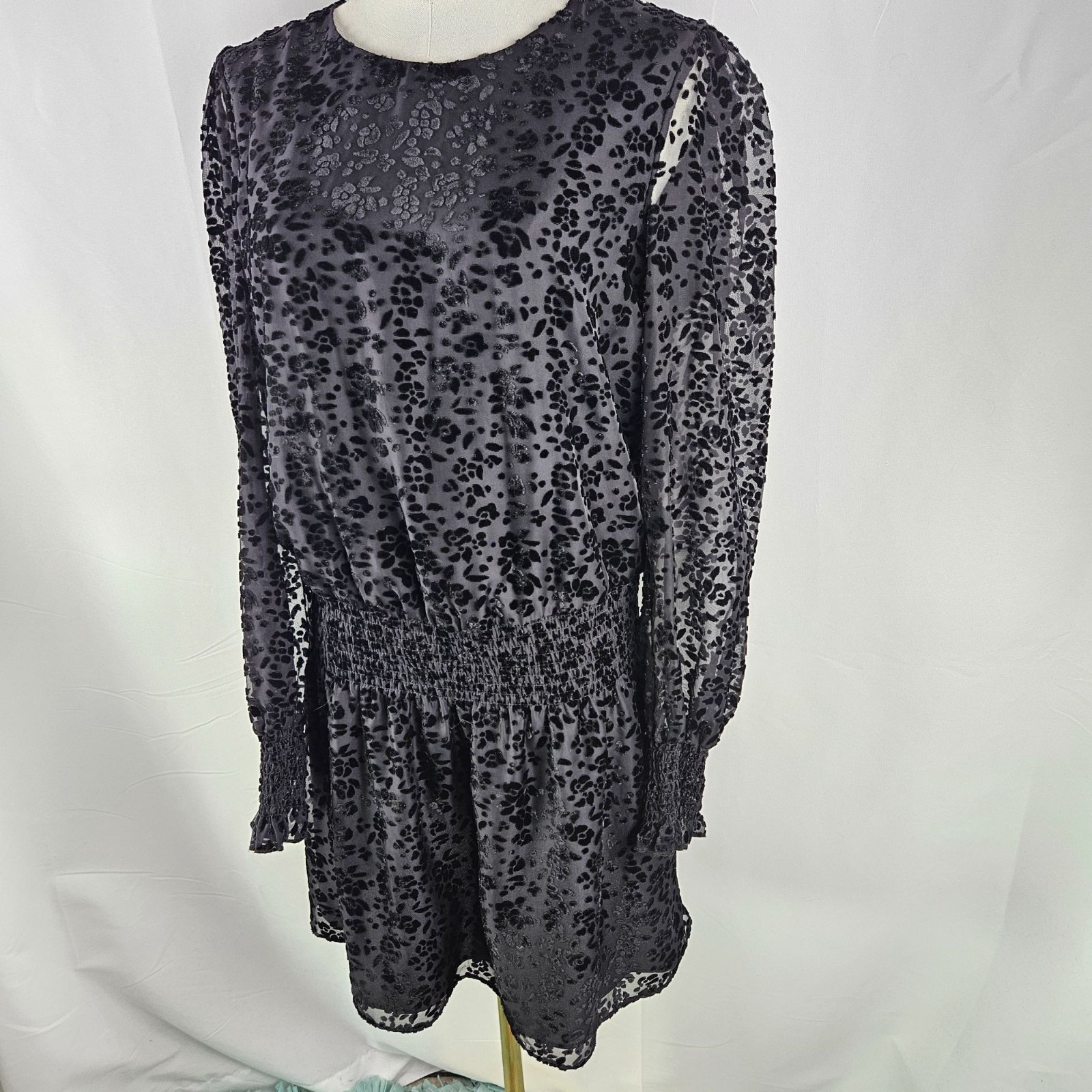 Parker Carmindy Burnout Velvet Mini Dress Medium Black Whimsigoth Frilly