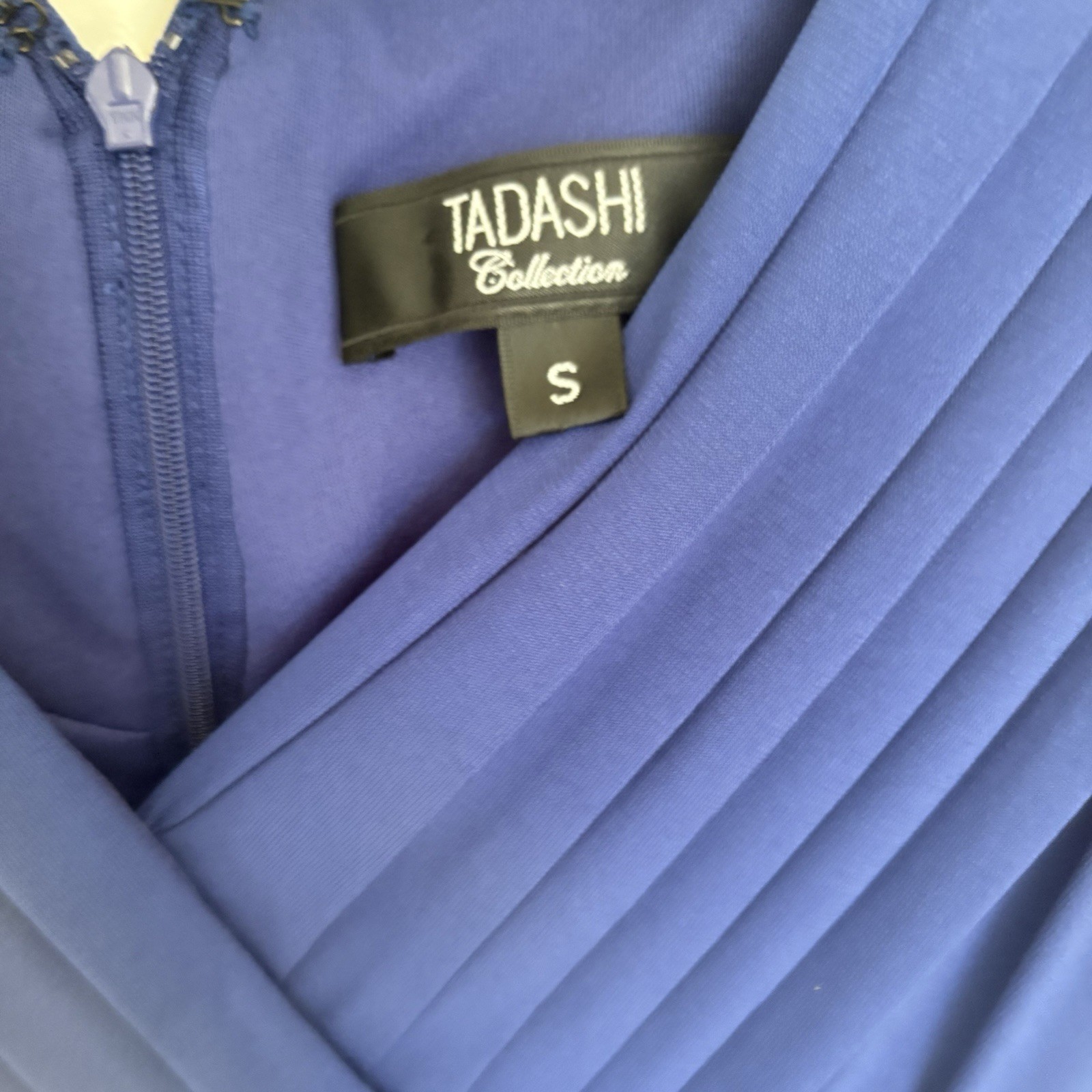 Tadashi Shoji Royal Blue Pleated Layered Sheath Bodycon Dress Blue Small