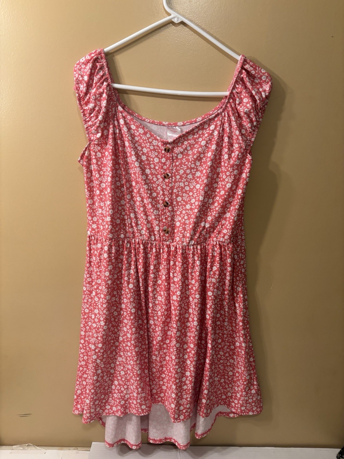 NOBO Boho Floral Regular Fit Off Shoulder Pink Dress Size 2XL Hi-Low