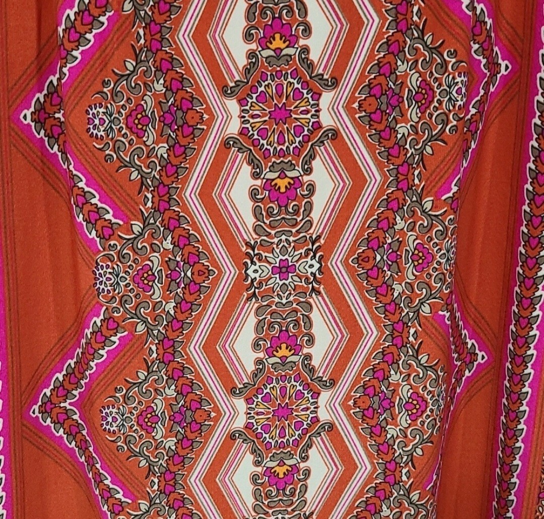 GRACE DRESSES Triangle Floral Print Dress Size 3X Orange Pink Geometric Shift