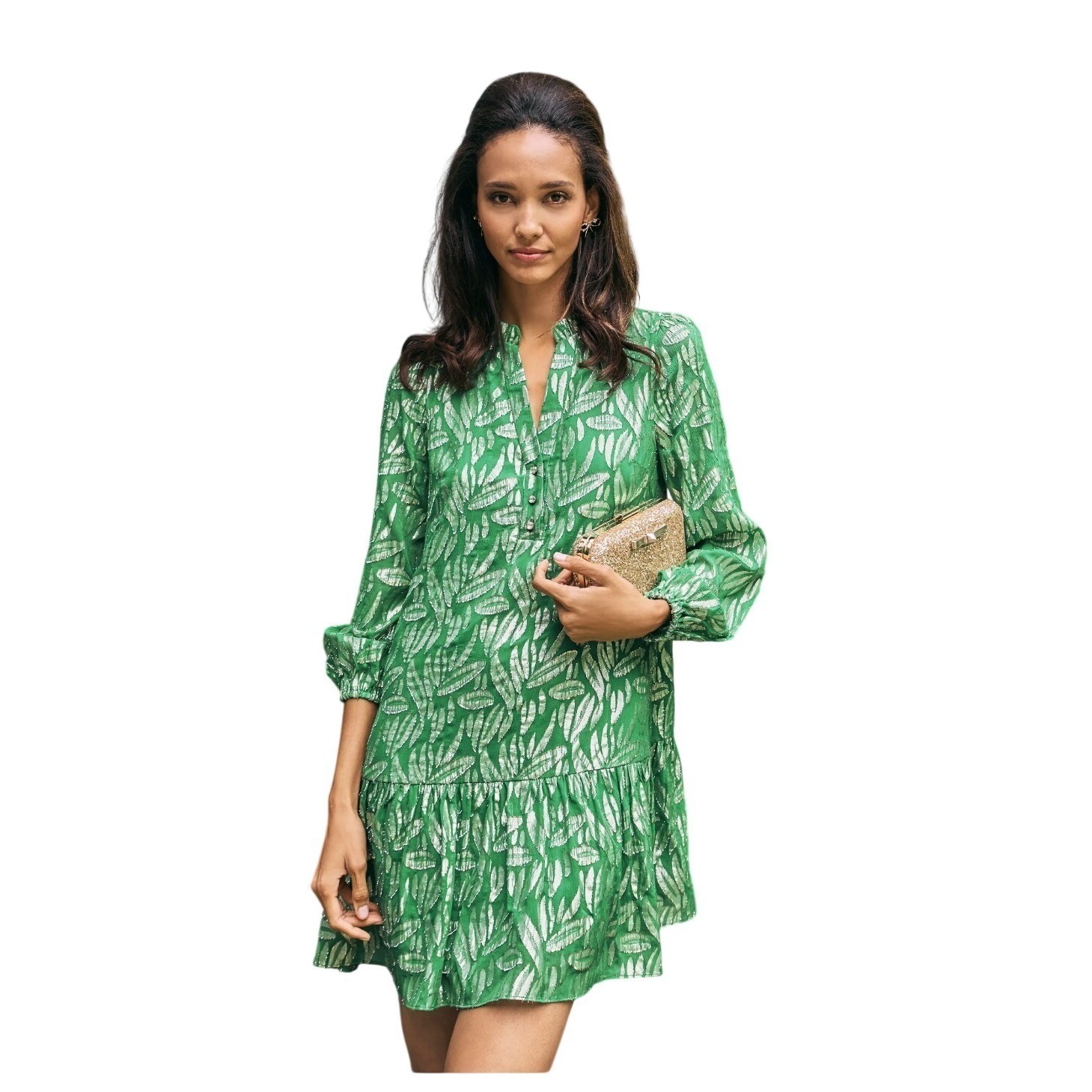 Lilly Pulitzer Evaline Silk Dress – Bamboo Green Leafy Babe Metallic -Size 10