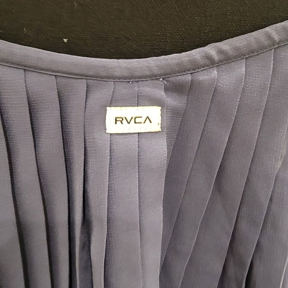 RVCA Pleated Overlay Maxi Dress Adjustable Strap Boho Summer Small Festival