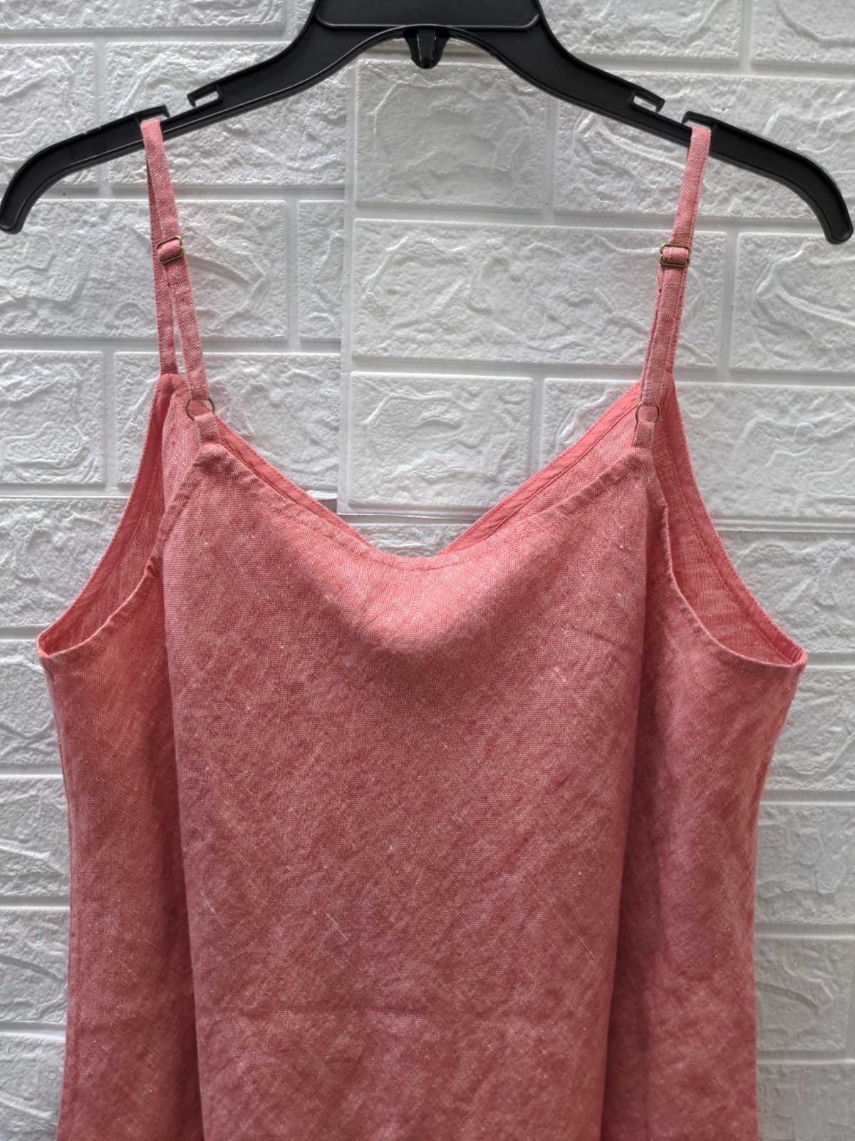 New Garnet Hill Adele Linen Slip Dress Poppy Rose Chambray Sz 14