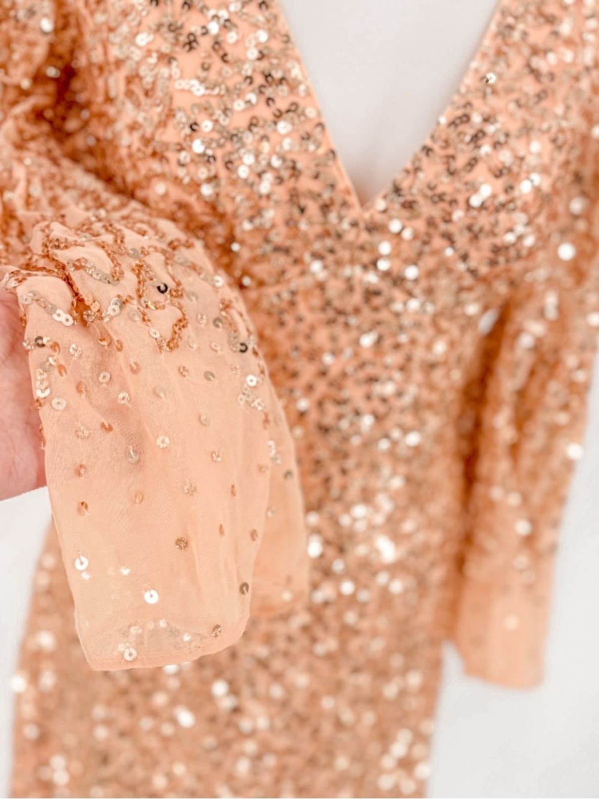 French Connection Blush Sequin V-Neck Mini Dress