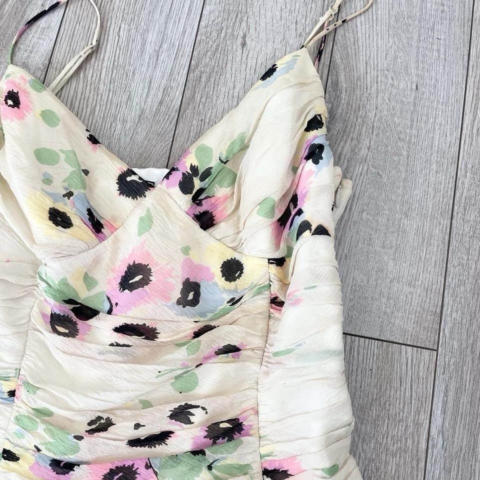 Betsey Johnson New York silk ivory floral fit & flare sweetheart dress size 8