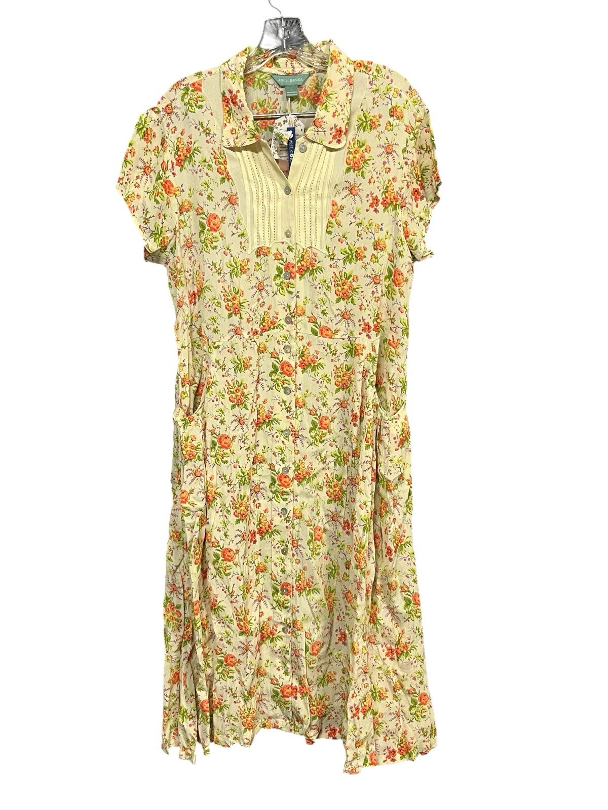 April Cornell Amalia Floral Maxi Dress Women L Cream Rayon NWT Cottagecore